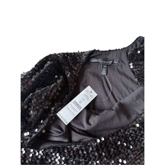 NEW White House Black Market Sequin Mini Dress size XS Black - Picture 3 of 7